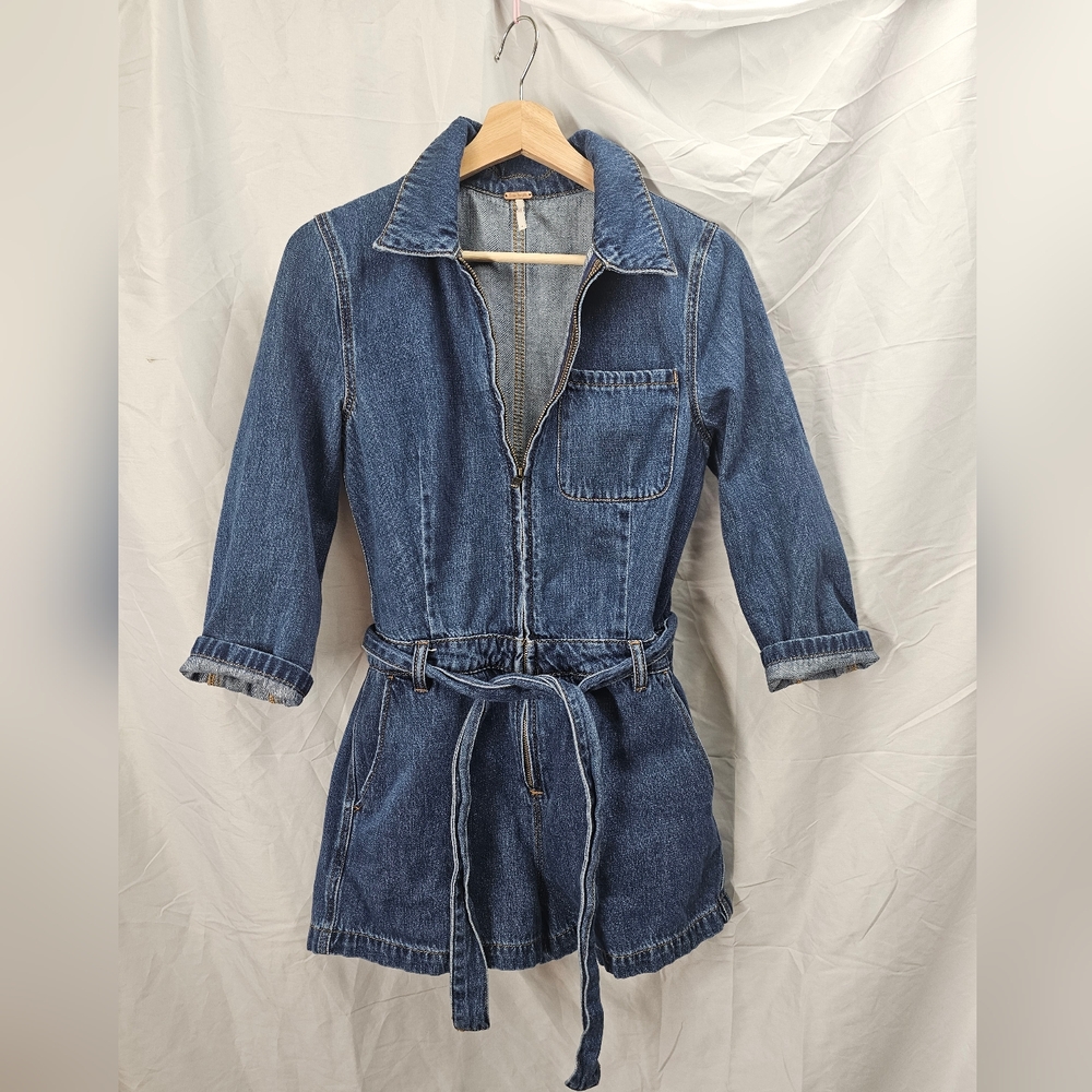 Free People Denim Overall Shorts